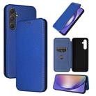 For Samsung Galaxy A55 5G Carbon Fiber Texture Flip Leather Phone Case(Blue) - 1