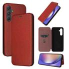 For Samsung Galaxy A55 5G Carbon Fiber Texture Flip Leather Phone Case(Brown) - 1