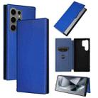 For Samsung Galaxy S24 Ultra 5G Carbon Fiber Texture Flip Leather Phone Case(Blue) - 1