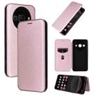 For Sharp Aquos R8 Pro Carbon Fiber Texture Flip Leather Phone Case(Pink) - 1