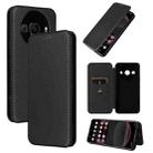 For Sharp Aquos R8 Pro Carbon Fiber Texture Flip Leather Phone Case(Black) - 1