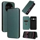 For Sharp Aquos R8 Pro Carbon Fiber Texture Flip Leather Phone Case(Green) - 1