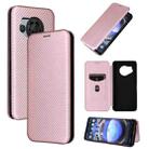 For Sharp Aquos R8 Carbon Fiber Texture Flip Leather Phone Case(Pink) - 1