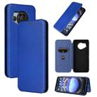 For Sharp Aquos R8 Carbon Fiber Texture Flip Leather Phone Case(Blue) - 1