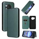 For Sharp Aquos R8 Carbon Fiber Texture Flip Leather Phone Case(Green) - 1