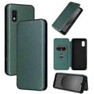 For Sharp Aquos Wish 3 Carbon Fiber Texture Flip Leather Phone Case(Green) - 1