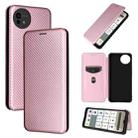 For Sharp Aquos wish5 Carbon Fiber Texture Flip Leather Phone Case(Pink) - 1