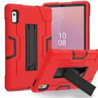 For Lenovo Tab M9 / TB-310FU Contrast Color Silicone Hybrid PC Tablet Case with Holder(Red Black) - 1