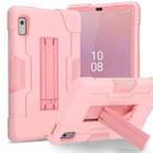 For Lenovo Tab M9 / TB-310FU Contrast Color Silicone Hybrid PC Tablet Case with Holder(Rose Gold) - 1