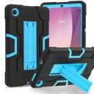 For Lenovo Tab M8 4th Gen Contrast Color Silicone Hybrid PC Tablet Case with Holder(Black Blue) - 1