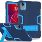 For Lenovo Tab M11/ Xiaoxin Pad 11 2024 Contrast Color Silicone Hybrid PC Tablet Case with Holder(Navy Blue) - 1