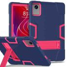 For Lenovo Tab M11/ Xiaoxin Pad 11 2024 Contrast Color Silicone Hybrid PC Tablet Case with Holder(Navy Blue Rose Red) - 1