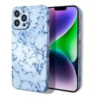 For iPhone 14 Pro Max Marble Pattern Phone Case(Blue White) - 1