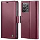 For Samsung Galaxy A33 5G CaseMe 023 Butterfly Buckle Litchi Texture RFID Anti-theft Leather Phone Case(Wine Red) - 1