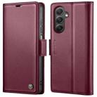 For Samsung Galaxy A34 5G CaseMe 023 Butterfly Buckle Litchi Texture RFID Anti-theft Leather Phone Case(Wine Red) - 1