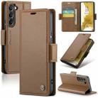 For Samsung Galaxy S22 5G CaseMe 023 Butterfly Buckle Litchi Texture RFID Anti-theft Leather Phone Case(Brown) - 1