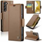 For Samsung Galaxy S22+ 5G CaseMe 023 Butterfly Buckle Litchi Texture RFID Anti-theft Leather Phone Case(Brown) - 1