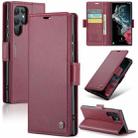 For Samsung Galaxy S22 Ultra 5G CaseMe 023 Butterfly Buckle Litchi Texture RFID Anti-theft Leather Phone Case(Wine Red) - 1