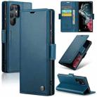 For Samsung Galaxy S22 Ultra 5G CaseMe 023 Butterfly Buckle Litchi Texture RFID Anti-theft Leather Phone Case(Blue) - 1