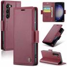 For Samsung Galaxy S23 5G CaseMe 023 Butterfly Buckle Litchi Texture RFID Anti-theft Leather Phone Case(Wine Red) - 1