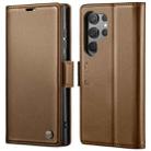 For Samsung Galaxy S23 Ultra 5G CaseMe 023 Butterfly Buckle Litchi Texture RFID Anti-theft Leather Phone Case(Brown) - 1