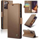 For Samsung Galaxy Note20 Ultra CaseMe 023 Butterfly Buckle Litchi Texture RFID Anti-theft Leather Phone Case(Brown) - 1