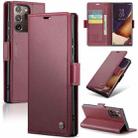 For Samsung Galaxy Note20 Ultra CaseMe 023 Butterfly Buckle Litchi Texture RFID Anti-theft Leather Phone Case(Wine Red) - 1