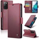 For Samsung Galaxy S20 FE CaseMe 023 Butterfly Buckle Litchi Texture RFID Anti-theft Leather Phone Case(Wine Red) - 1