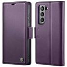 For Samsung Galaxy S21 FE 5G CaseMe 023 Butterfly Buckle Litchi Texture RFID Anti-theft Leather Phone Case(Pearly Purple) - 1