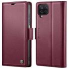 For Samsung Galaxy A12 5G CaseMe 023 Butterfly Buckle Litchi Texture RFID Anti-theft Leather Phone Case(Wine Red) - 1