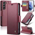 For Samsung Galaxy S21 5G CaseMe 023 Butterfly Buckle Litchi Texture RFID Anti-theft Leather Phone Case(Wine Red) - 1