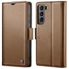 For Samsung Galaxy S21+ 5G CaseMe 023 Butterfly Buckle Litchi Texture RFID Anti-theft Leather Phone Case(Brown) - 1