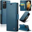For Samsung Galaxy S21 Ultra 5G CaseMe 023 Butterfly Buckle Litchi Texture RFID Anti-theft Leather Phone Case(Blue) - 1