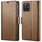 For Samsung Galaxy A71 4G CaseMe 023 Butterfly Buckle Litchi Texture RFID Anti-theft Leather Phone Case(Brown) - 1