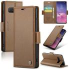 For Samsung Galaxy S10 CaseMe 023 Butterfly Buckle Litchi Texture RFID Anti-theft Leather Phone Case(Brown) - 1