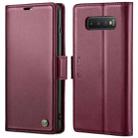 For Samsung Galaxy S10+ CaseMe 023 Butterfly Buckle Litchi Texture RFID Anti-theft Leather Phone Case(Wine Red) - 1