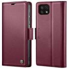 For Samsung Galaxy A22 5G CaseMe 023 Butterfly Buckle Litchi Texture RFID Anti-theft Leather Phone Case(Wine Red) - 1