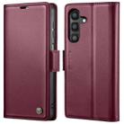 For Samsung Galaxy A14 4G/5G CaseMe 023 Butterfly Buckle Litchi Texture RFID Anti-theft Leather Phone Case(Wine Red) - 1