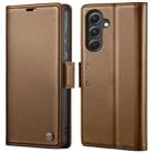 For Samsung Galaxy S23 FE 5G CaseMe 023 Butterfly Buckle Litchi Texture RFID Anti-theft Leather Phone Case(Brown) - 1