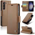 For Samsung Galaxy S24 CaseMe 023 Butterfly Buckle Litchi Texture RFID Anti-theft Leather Phone Case(Brown) - 1