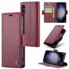 For Samsung Galaxy S24+ CaseMe 023 Butterfly Buckle Litchi Texture RFID Anti-theft Leather Phone Case(Wine Red) - 1