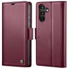 For Samsung Galaxy A35 5G CaseMe 023 Butterfly Buckle Litchi Texture RFID Anti-theft Leather Phone Case(Wine Red) - 1