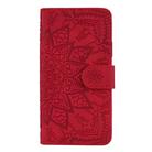 For Xiaomi Redmi Note 9 Pro Max Embossed Sunflower Pattern Horizontal Flip PU Leather Case with Holder & Card Slots & Wallet & Lanyard(Red) - 2