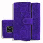 For Xiaomi Redmi Note 9 Pro Max Embossed Sunflower Pattern Horizontal Flip PU Leather Case with Holder & Card Slots & Wallet & Lanyard(Purple) - 1