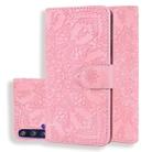 For Huawei Nova 5T / Honor 20 Embossed Sunflower Pattern Horizontal Flip PU Leather Case with Holder & Card Slots & Wallet & Lanyard(Pink) - 1