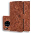 For Huawei Mate 30 Pro Embossed Sunflower Pattern Horizontal Flip PU Leather Case with Holder & Card Slots & Wallet & Lanyard(Brown) - 1