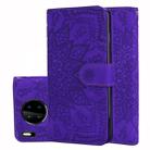 For Huawei Mate 30 Pro Embossed Sunflower Pattern Horizontal Flip PU Leather Case with Holder & Card Slots & Wallet & Lanyard(Purple) - 1