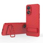 For OPPO Reno8 T 4G Wavy Texture TPU Phone Case with Lens Film(Red) - 1