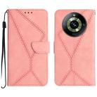 For Realme 11 Pro Stitching Embossed Leather Phone Case(Pink) - 1