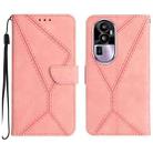 For OPPO Reno10 Pro Stitching Embossed Leather Phone Case(Pink) - 1